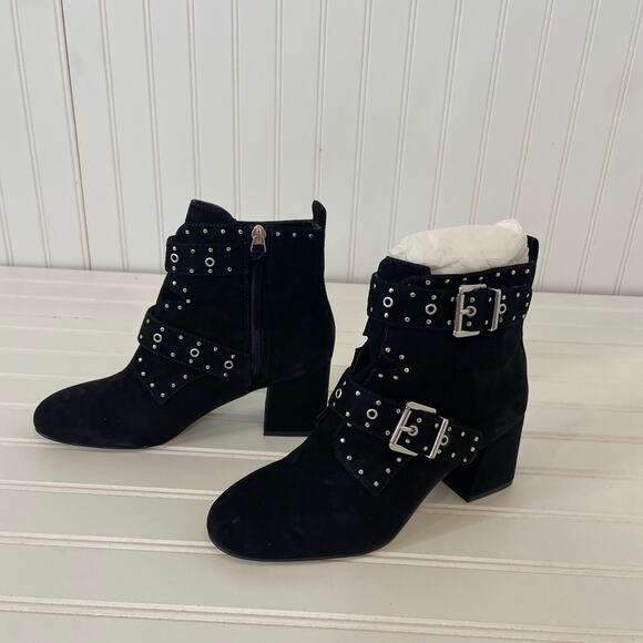 NWT Rebecca Minkoff Logan Studded Ankle Boots Black Block Heel Size 7 - Picture 3 of 8